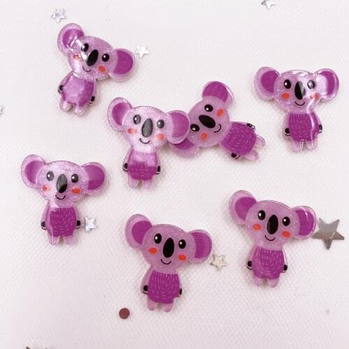 20PCS Glitter Kawaii Colorful Cute Koala Flatback Planar Acrylic Sheet Miniature Pattern Applique DIY Decor Craft Supplies SJ11