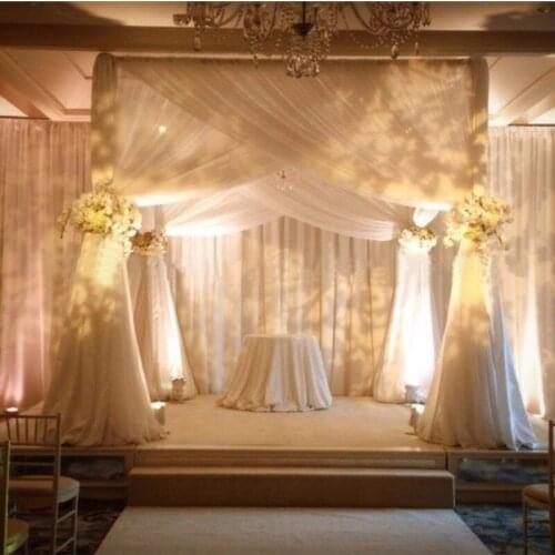 3M*3M*3M Hotsale White square canopy drape/chuppah/arbor drape with swag for wedding decoration,Including Drape and Stand
