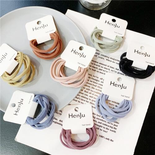 6Pcs/Lot Women Elastic Hair Bands Hair Rubber Band Elegant High Elasticity Solid Color Girls Elastic Hair Bands Hair Accessories