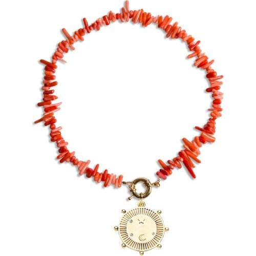 Accessories Natural Stone Irregularity red yellow pink white coral choker pendant charms move DIY necklaces for women 2021 boho