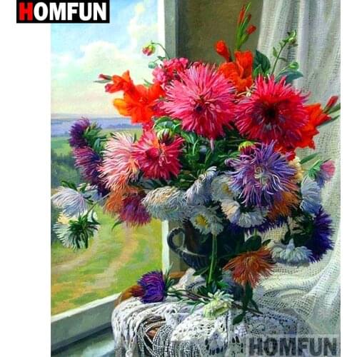 HOMFUN Full Square/Round Drill 5D DIY Diamond Painting "Flower landscape" Embroidery Cross Stitch 3D Home Decor A10621