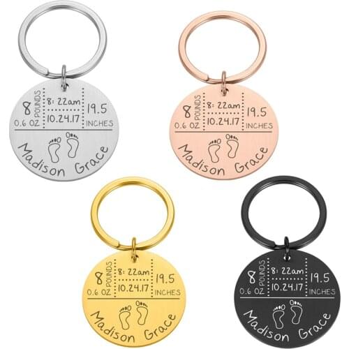 Baby Birth State Custom Keychain Gift for First Fathers Day New Mommy Gift Newborn Baby Key Pendant Women Men Jewerly Keyring