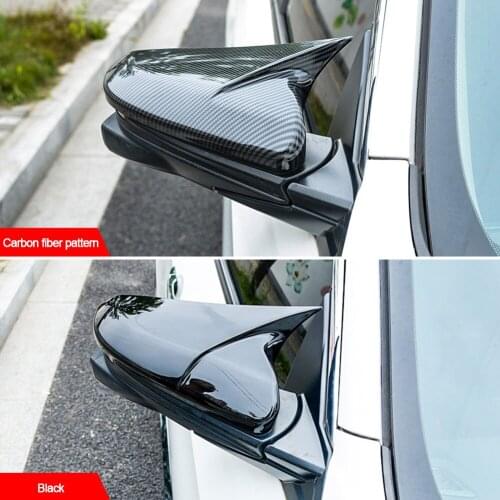 For Honda For Civic 2016-2019 Rear View Mirror Cover Mirror Cover Horn Shape ABS Gloss Black Side Mirror Cover Rearview Caps