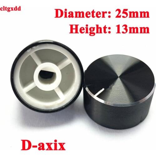 Cltgxdd 1 pcs diameter 25mm 25x13mm 6mm Shaft Hole Aluminum Alloy Potentiometer Knob Black (D-axis)