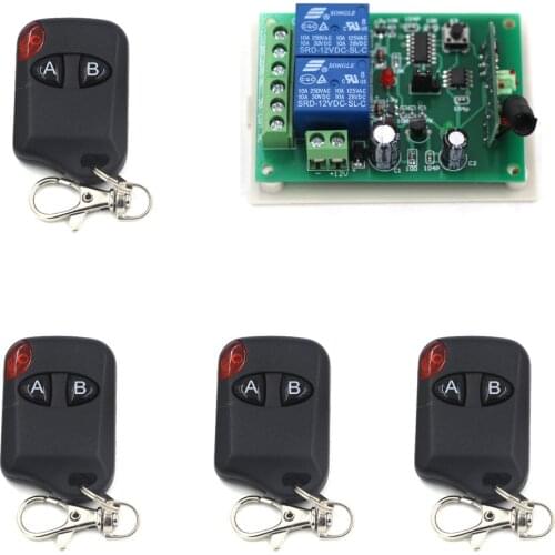 DC 12V 2CH Remote Control Switch System RF Remote Controller ON-OFF NO NC COM Relay Wireless Receiver Switch Learning Code