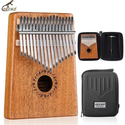 GECKO 17 Key Kalimba Finger Thumb Piano Wooden Mbira Keyborad Instrument with Gift Accessories Mini Kalimba Christmas Gift