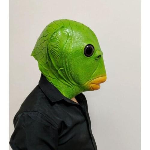 Variant Fish Man Headgear Alien Cosplay Halloween Spoof Creative Mutant Fish Adults Unisex Latex Material Accessories Headgear