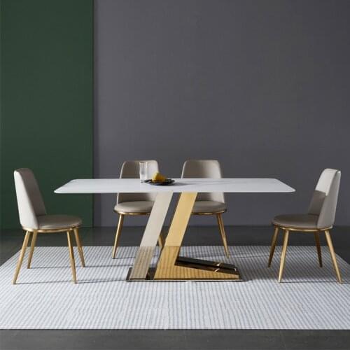 Italian minimalist rock board and chair combination modern light luxury style small family dining table for 4