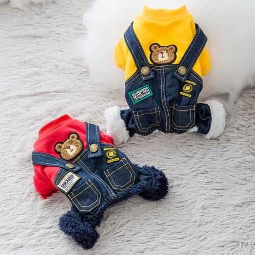 Overalls Pet Dog Clothes Bear Clothing Dogs Cartoon Small Costume Fashion Cute Thermal Chihuahua Winter Yollow Boy Mascotas