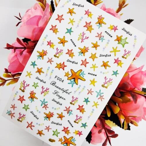 Beautiful Starfish 3D Nail Sticker Art Slider Foil Design Ocean Bubble Nails Decoraciones Self Adhesive Manicure Accesorios
