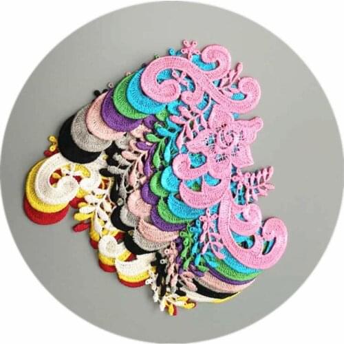 2Piece Lace Water Soluble Embroidery Color Patches DIY Wedding Dress Decorative Clothing Accessories