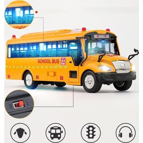 Simulation Inertial School Bus Toys School Car Model Lighting Car Interactive Toys Educational Music For Kids Toys Inertial I8K8