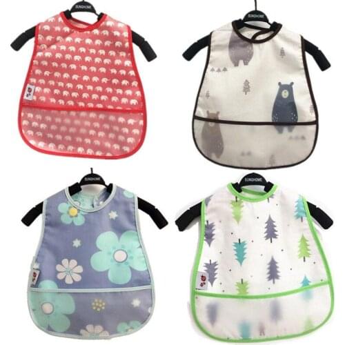 Cartoon Baby Bibs Waterproof Newborn Adjustable Lunch Feeding Bibs Baby Burp Cloths Girls Boys Saliva Towel Print Apron