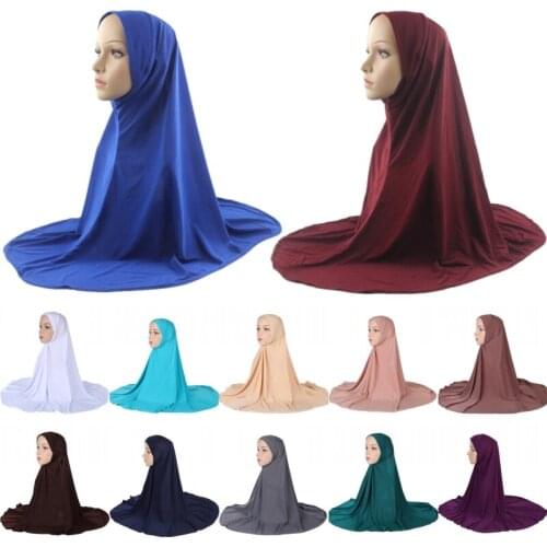 Muslim One Pieces Amira Hijab Head Cover Scarf Headwear Islamic Ramadan Prayer Wrap Shawl Middle East Women Shayla Jilbab Caps