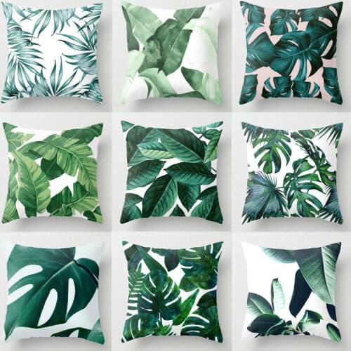 Floral Tropical plant leaves pillowcase cushion cover home decor rainforest green leaves plants throw sofa car cushion cover