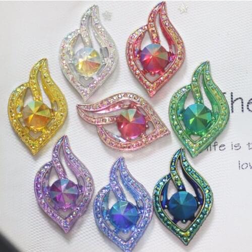 Newest 10pcs Leaves shape accessory resin crystals Sew on rhinestones 21*34mm flatback gemstone strass loose beads-T012