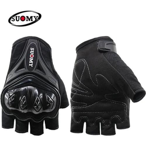 SUOMY New Motorcycle Gloves Summer Motorcycle Gloves Men Motorbike Half Finger Gloves Retro Gloves For Motorcycle Guantes Moto