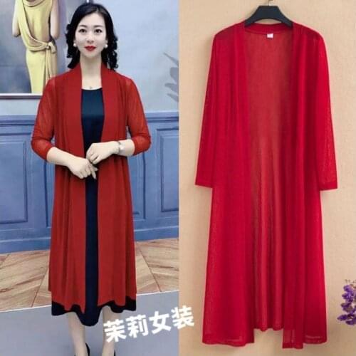 Sunscreen Clothing Womens Mid-length Summer Thin Ice Silk Plus Size Air-conditioning Shirt Loose Cardigan Shawl Jacket 5XL Y576