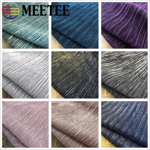 Meetee 100/200X150cm Gradient Starry Sky Pleated Mesh Fabric Blended Knitted Sparkly Fabric for Skirt DIY Clothes Sew Material