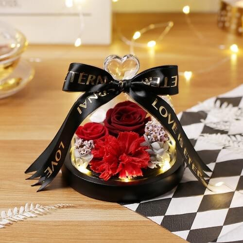 Teachers' Day Gifts Carnation To teacher Eternal Exclusive Rose in Glass for Valentine Day Roses Birthday Present Dried Flowers
