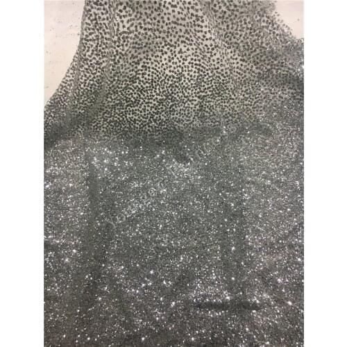 Silver color glitter shiny sugar lace fabric for dress wholesale lace high luxury for party dress YG-379