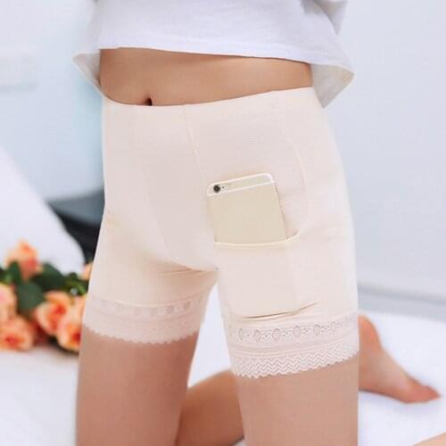 High Waist Stretchy Shorts Seamless Abdomen Yoga Shorts Fitness Lace Pocket Shorts Safety Pants Women Leggings Bottoming Shorts