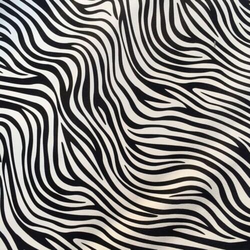 Synthetic PU black and white zebra skin printed leather material