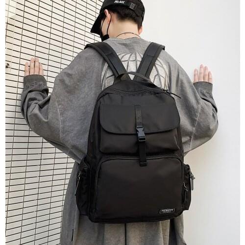Student Backpack Black Fashion Boy Schoolbag Cool 2021 New Youth Couples Backbag Oxford Cloth Casual High Quality Bag Durable