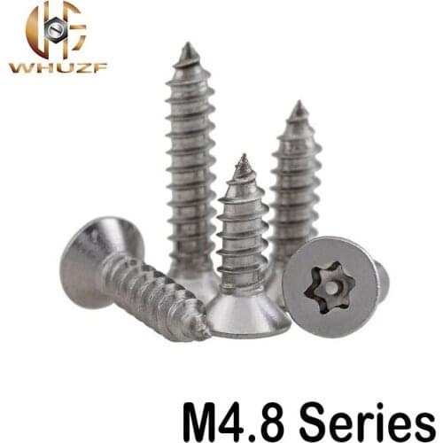 40PCS M4.8 series 304 Stainless Steel Countersunk Head Flat Head Self attack Plum Flower Burglar Anti Attack Screw Wood Screw