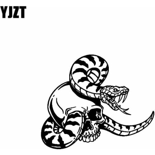 YJZT 15.7CM*13CM Ferocious Snake Skull Serpent Delicate Beautiful Cool Vinyl Decal Car Sticker Black/Silver C19-1054