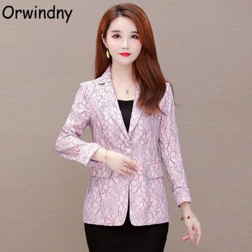 Orwindny Fashion Print Blazer Women Office Lady Slim Suit Coat High Street Wear V-neck High Quality Clothing For Spring Autumn