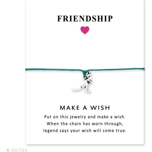 Girls Adjustable Friendship Statement Yellow Maroon Purple Blue with Card Silver Kangaroo Charm Bracelets for Women