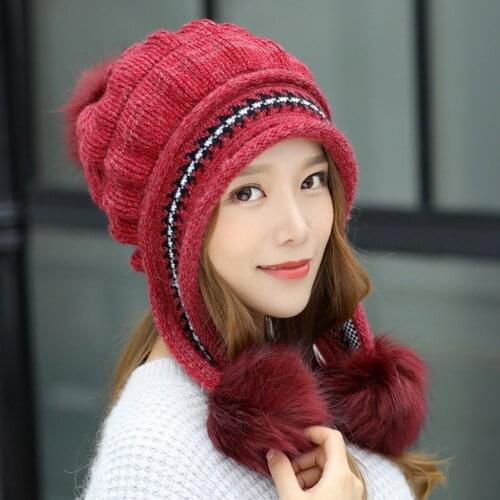 Winter Hat For Women Beanie Hat With Fleece Lining Men Lady Knitted Winter Cap For Female Girl Wool Hemming Thick Warm Hats