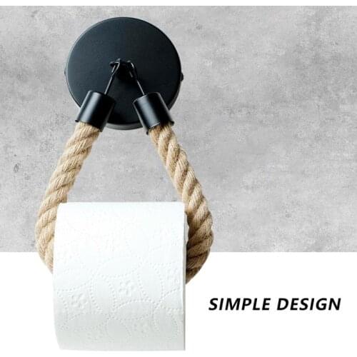 1PC Black Hemp Toilet Roll Holder Vintage Towel Hanging Rope Toilet Paper Holder Home Hotel Bathroom Decoration Supplies