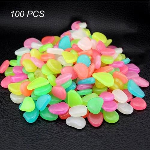 100 pcs Luminous Light-emitting Artificial Pebble Stone Fish Tank Aquarium Flower Bed garden stones and crystals Decoration