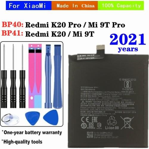 2021 BP40 For Xiaomi Redmi K20 Pro / Mi 9T Pro Battery BP41 For Xiao mi Redmi K20 / Mi 9T Phone Genuine Bateria + Tools
