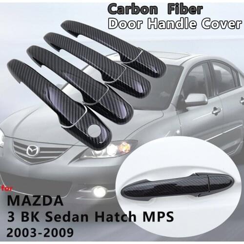 4pcs Carbon Fiber Door Handle Cover Catch Trim Car Cap Accessories for Mazda 3 BK Sedan Hatch MPS 2003 2004 2005 2006 2007 2008