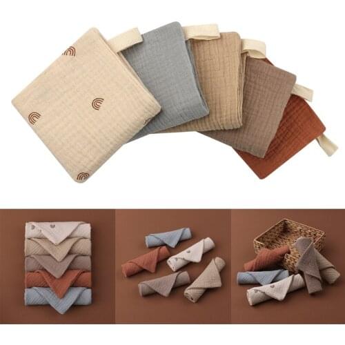 85DE 5pcs Baby Saliva Towel Soft Absorbent Gauze Cotton Baby Burp Cloth Kindergarten Handkerchief Newborn Washcloth Nursing