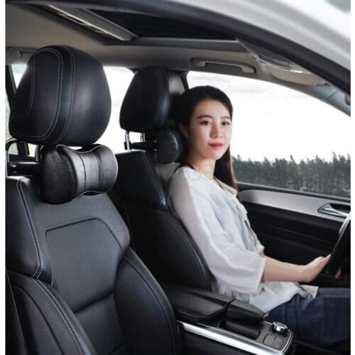 Car Neck Pillow Headrest Pillows PU Leather + Memory Cotton Auto Neck Rest Cushion Pad Travel Neck Headrest Accessories