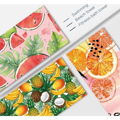 Microfiber Printed Bath Towels Drying Quicky-Dry Microfiber Towel 2021 Good Quality Tropical Fruit Pattern Summer Beach Towel