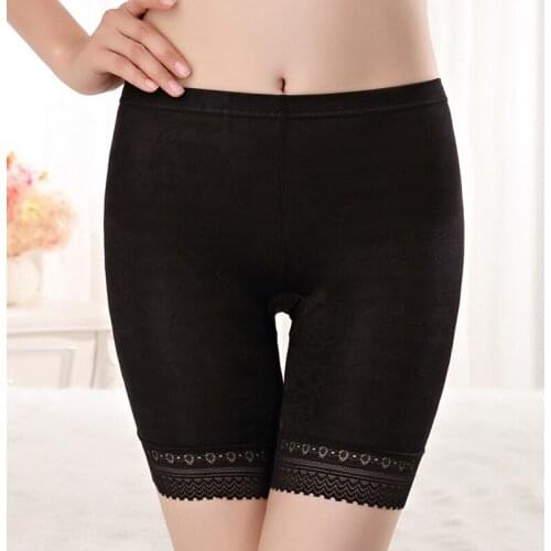 Safety Short Pants Women Boyshorts Pants Lace Seamless Shorts Plus Size Women Safety Pants Silk Safety Underwear Boxers Panties