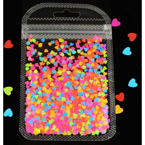 Fluorescence Love Heart Sequins Glitter For Resin Art Decorations Resin Shaker Filler Jewelry Making Epoxy Resin Mold Pigment