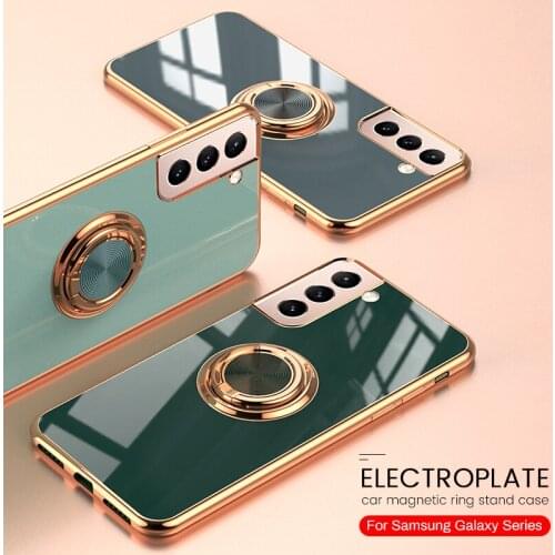 A32 5G Case Plating Magnetic Ring Stand Back Cover On For Samsung Galaxy A42 A52 A72 2021 5G 4G TPU Soft Bumper Shockproof Coque