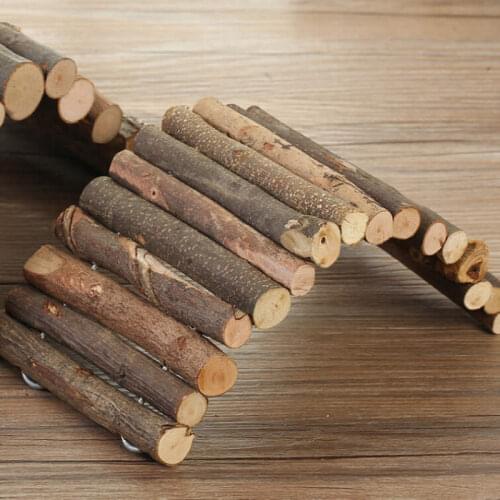 22x10cm Wooden Hanging Ladder Bridge Natural Wood for Gerbit Rat Mice Hamster Pet Play Toys Cage Accessory