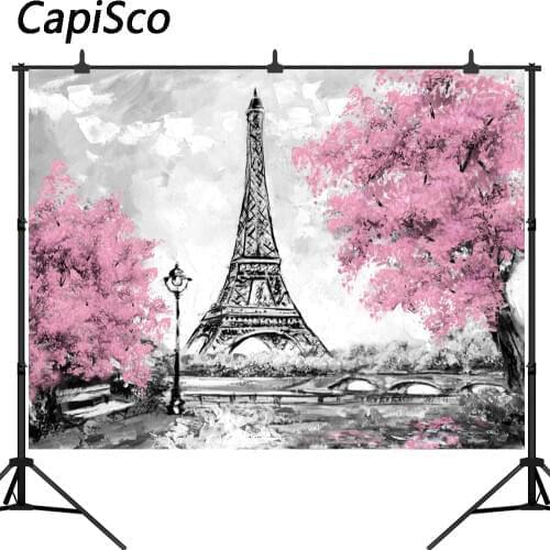 Capisco Backdrop For Photographic Studio Paris City Landscape Eiffel Tower Black White Style Background Oil Painting Photocall