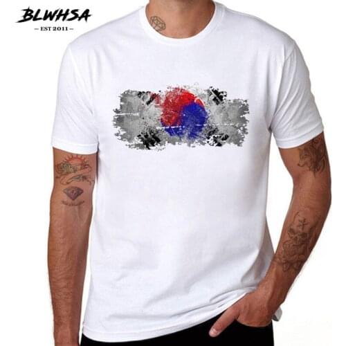 BLWHSA South korean Flag Printing T shirt Men Casual Classic Short Sleeve Brand Design T-shirts Funny South korean Flag Clothing