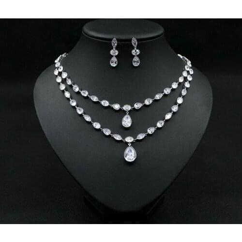 HIBRIDE Romantic Jewelry Sets Fashion Sparkling Jewelry Sets Bijoux Necklace Set For Women Zircon Wedding Jewelry Sets N-1131