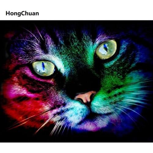 Colorful Cat 5D DIY Square/Round Diamond Painting Crafts Mosaic Cross Embroidery Home Decoration Christmas Gift New Year