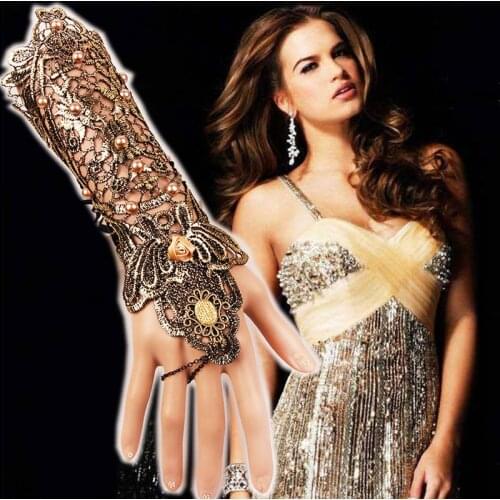 Lace Bracelet-Womens dress decorate Bracelet Retro Pearl Knot Gear Pirate Skeleton Sunscreen Bracelet for Europe and America