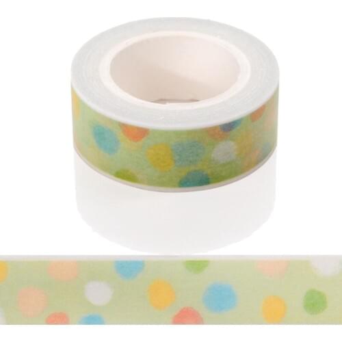 10m*15mm Creative Colored Dots Washi Tape Adhesive Paper Tape School Office Supplies Decorative Masking Tape Sticker 1 PCS